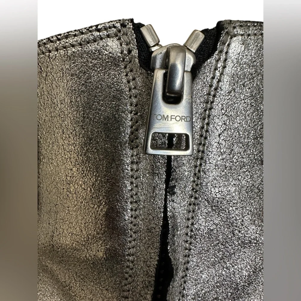 Tom Ford Silver distress ankle boots size 9